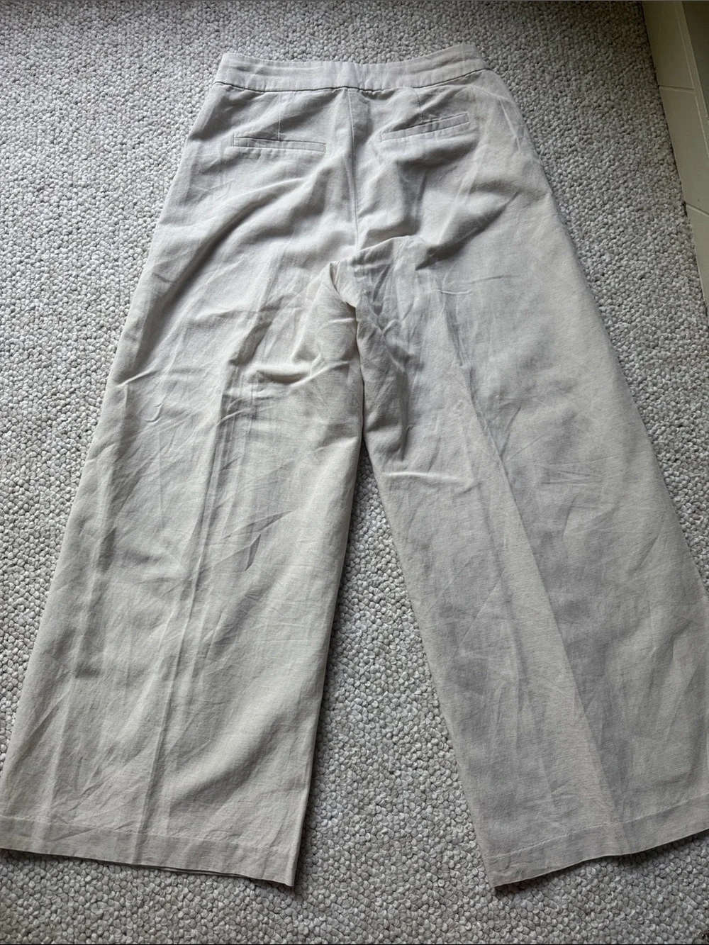 H&M Wide-Leg Linen-Blend Pants in Light Taupe Size 2